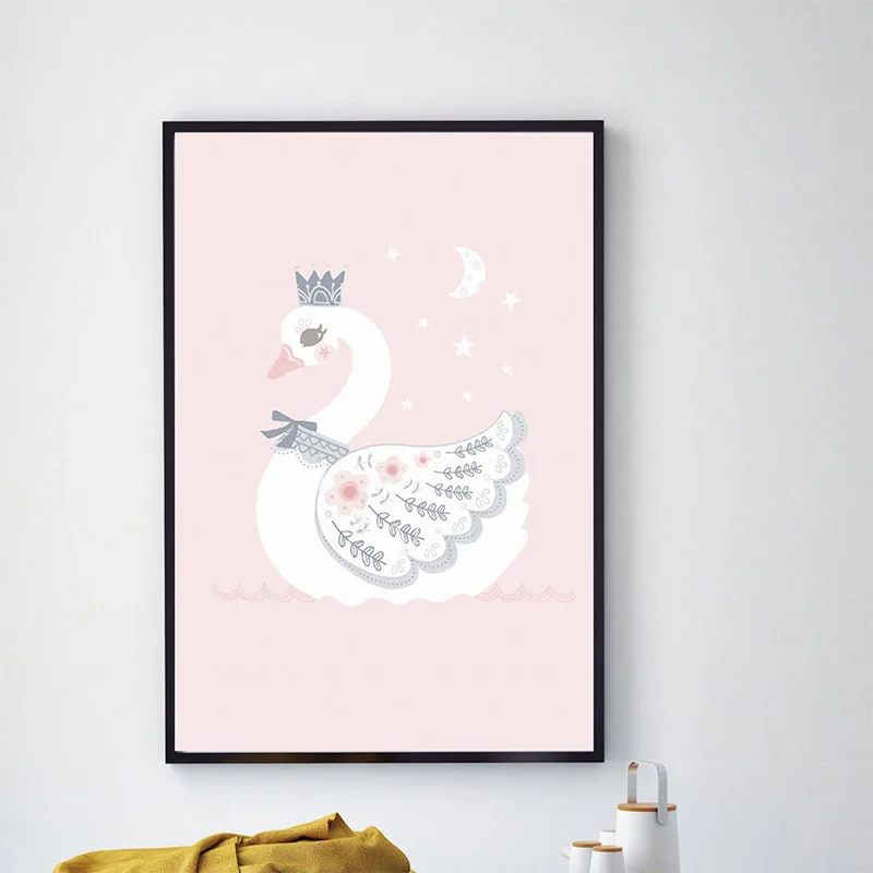 Nordic-Decoration-Kids-Room-Posters-And-Prints-Pink-Wall-Art-Canvas-Painting-Swan-Canvas-Art-Wall (3)