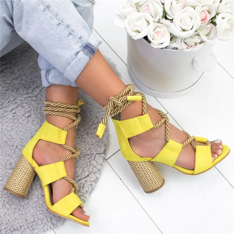 Rome Women Sandals 2019 Summer Wedge Espadrilles Heel Pointed Fish Mouth Gladiator Sandals Hemp Rope Lace Up Platform Sandal
