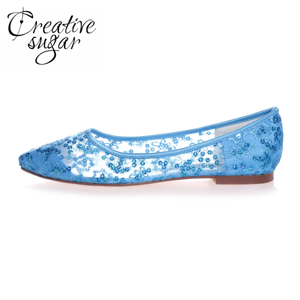 blue lace flats