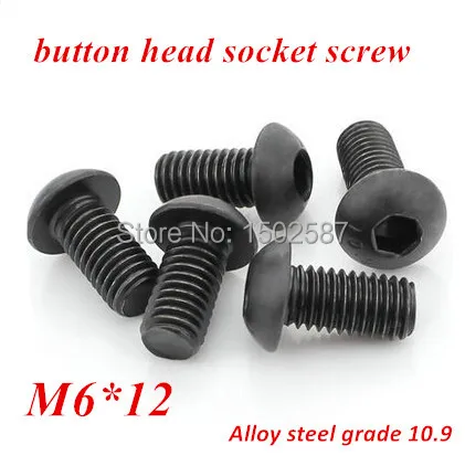 Винт с шестигранной головкой 100 шт./лот M6 * 12 черный сорт 10 9 ISO7380 болт m6x12 мм |