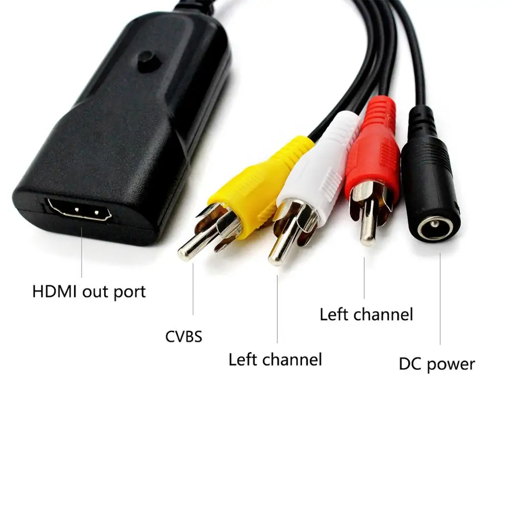 3RCA композитный AV/CVBS к HDMI видео аудио конвертер мужчин и женщин Поддержка NTSC/PAL для VCR PS4 камера DVD