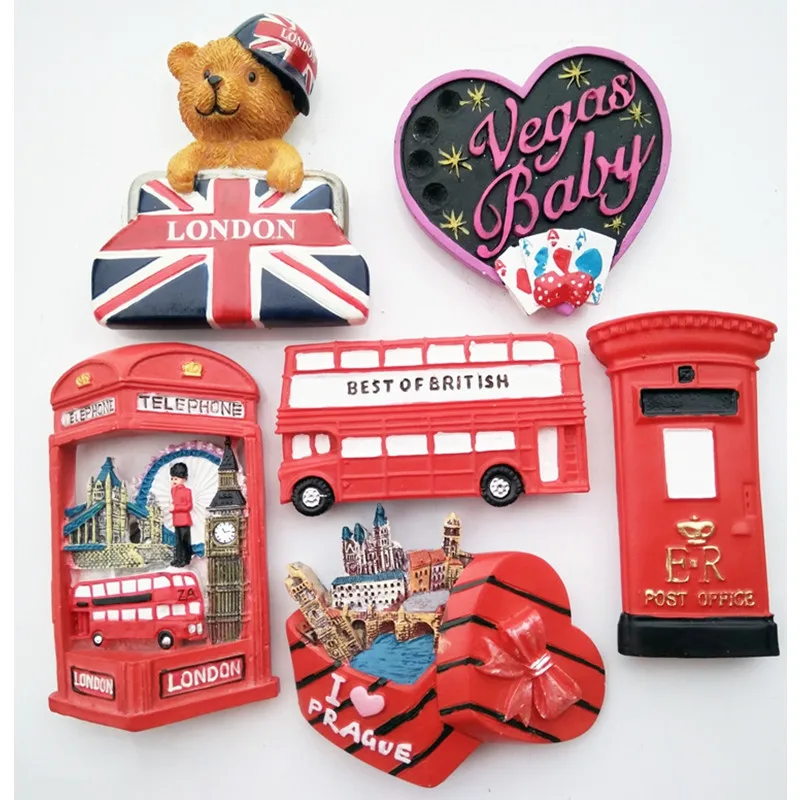 

Free shipping 1pc England London Bus Post Guard Bear Vegas Tourism Fridge Magnets Figure car home office decoration toys gifts