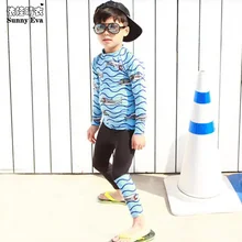 Sunny eva/Одежда для купания для мальчиков, купальный костюм с длинными рукавами и принтом и штаны детский купальный костюм из двух предметов для мальчиков, Раздельный детский купальный комплект