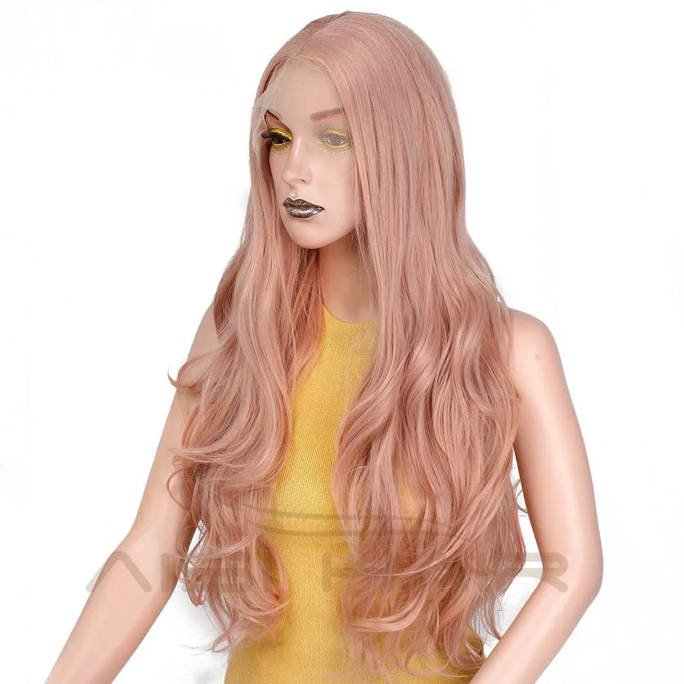 I's a парик 13x4 длинный волнистый парик на кружеве Розовый Синтетический Омбре блонд кружевные парики для женщин черные волосы Термостойкое волокно