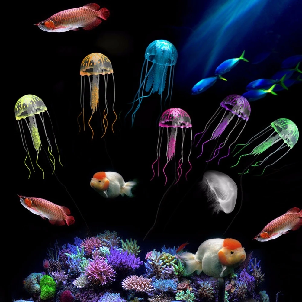 Яркая Медуза с эффектом свечения для аквариума украшение для аквариума