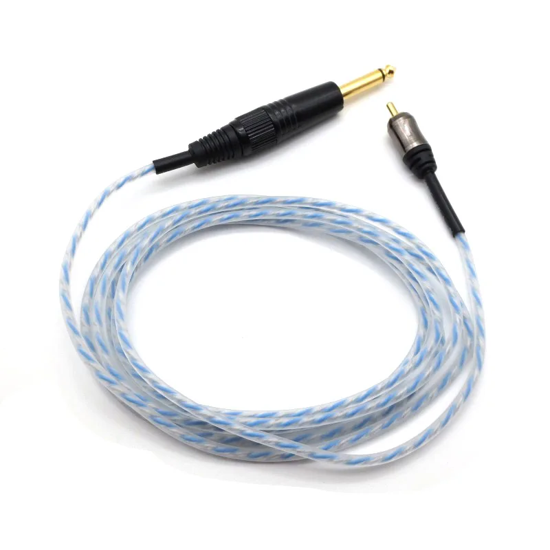 Полупрозрачный мягкий шнур RCA с зажимом для татуировки двухцветным кабелем