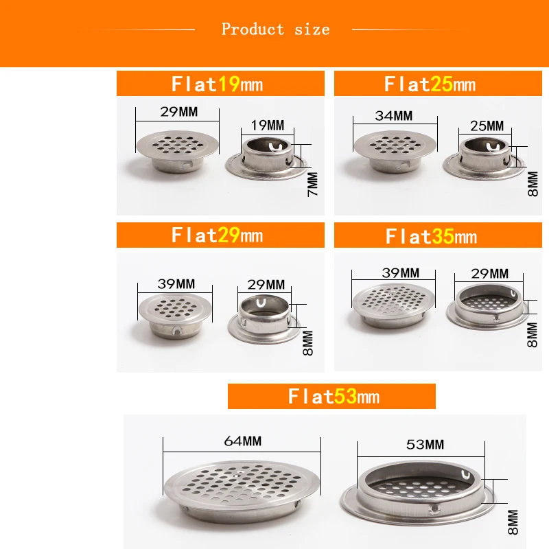1 шт. dia.19 мм/25 мм/29 мм/35 мм/53 мм вентиляционная решетка для шкафа Сетчатое отверстие круглая нержавеющая сталь плоская поверхность выпуклая поверхность