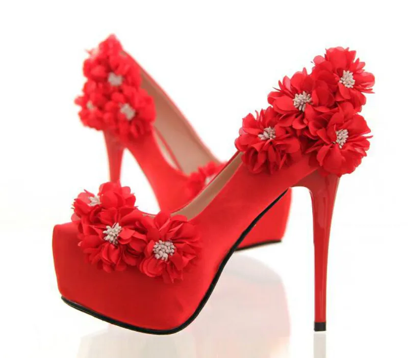 Chiffon flowers bridal shoes Ultra fine with fine wedding