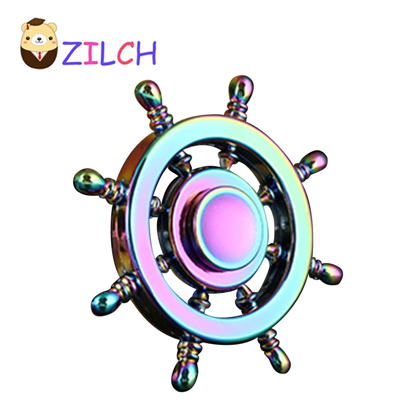 

New Fidget Spinner Rainbow Pirate Sailor Ship Wheel Fingertip Gyro Fidget Hand Spinner Desk EDC Toy