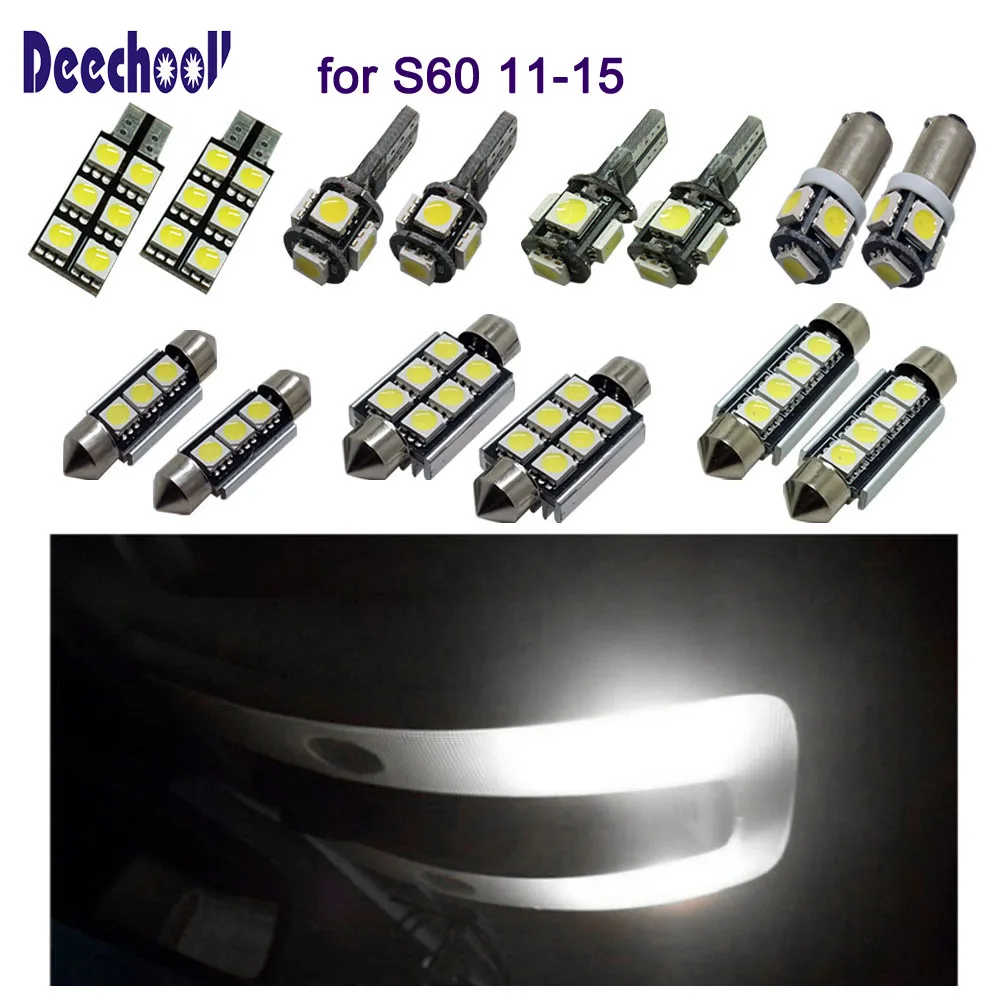 

deechooll 18pcs Car LED Bulbs for Volvo S60 2011-2015 , Canbus Interior Light for S60 11-15 Dome Light Map Footwell Trunk Lamp