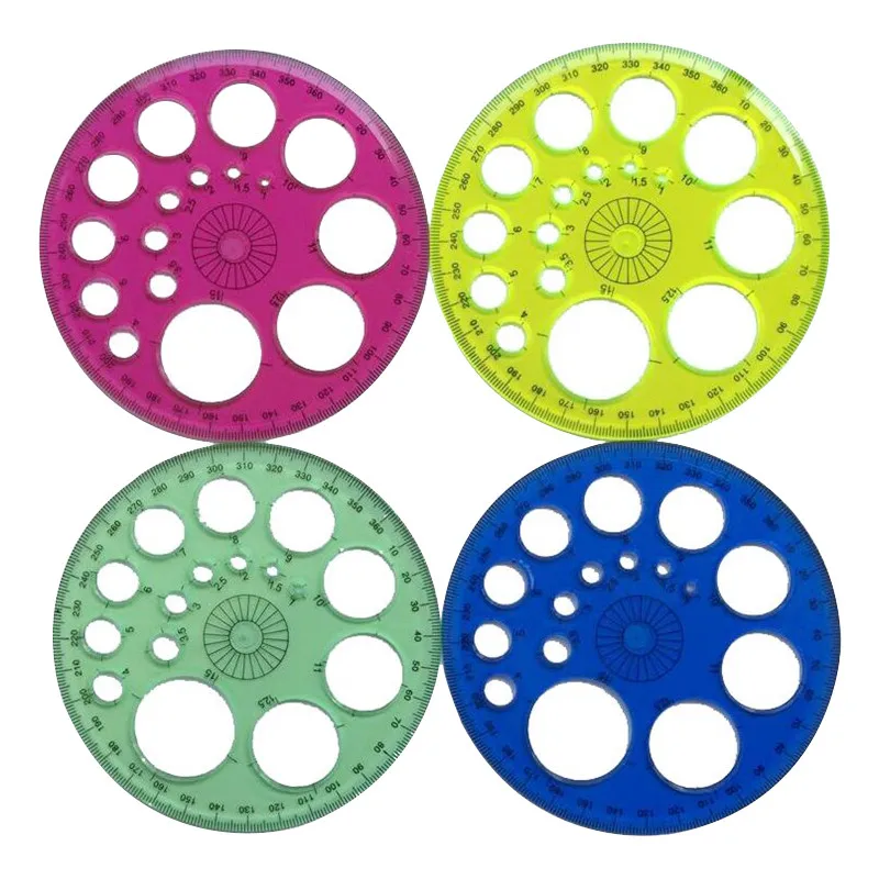 1 Pcs Foot Diameter 11.5cm 360-degree Circular Blue Red Green Yellow Optional Four-color High-grade Patchwork Ruler Wholesale