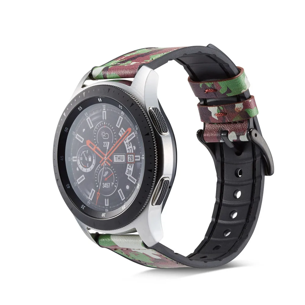 22 мм Универсальный ремешок для Samsung Gear S3/Galaxy Watch 3 45 мм/46 часов Силиконовый + кожаный