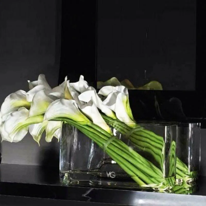 Rectangular Glass Aquarium Square Cylinder Flower Flowers Placed