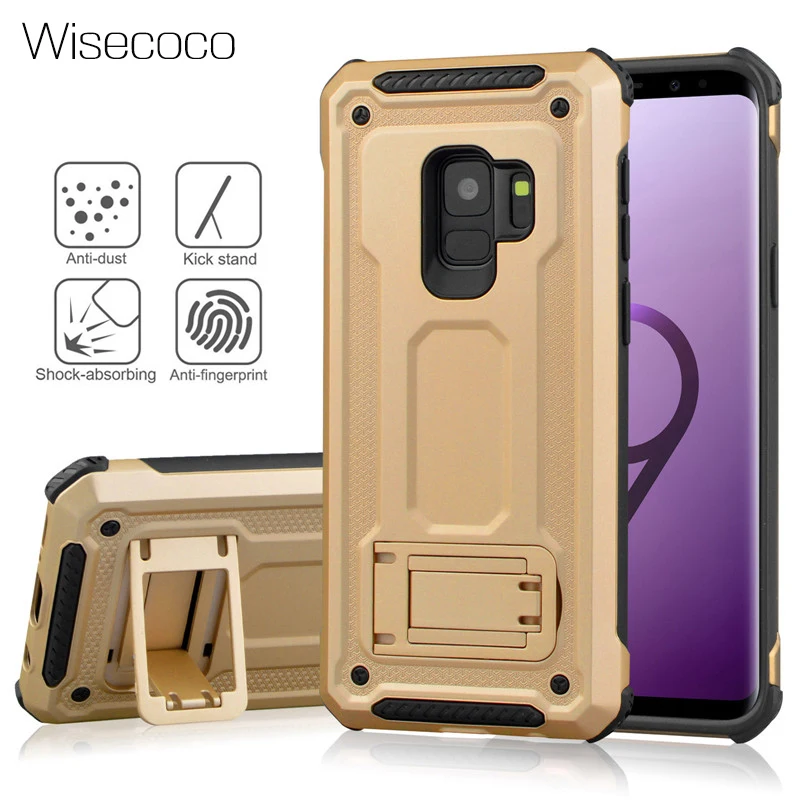 

Hide Bracket Note 9 Case For Samsung Galaxy S8 S9 Plus Note 8 9 S7edge Hard PC Armor Shockproof Cover Stand Protect Etui Carcasa