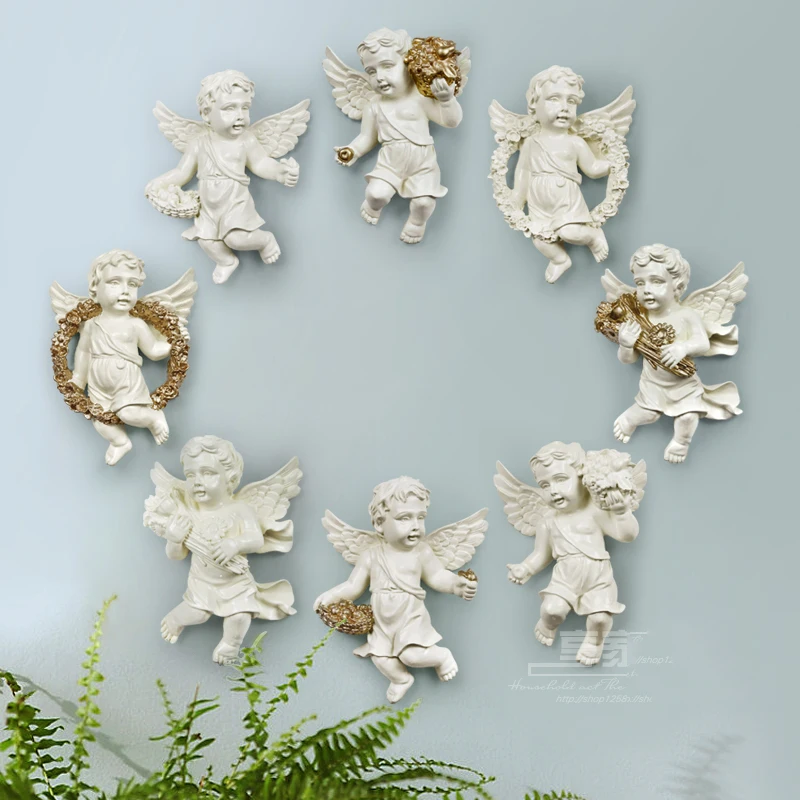 

European Creative Resin Angel Home Furnishing Decoration Crafts 3D Three-dimensional Wall Background Mural Ornament Accessories