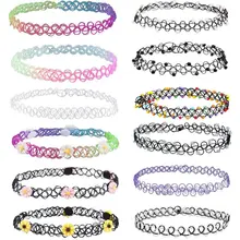 Готическое просвечивающее плетение на ключице, многослойное цветное ожерелье-ошейник с татуировкой, колье для женщин, вечерние ювелирные изделия в европейском стиле