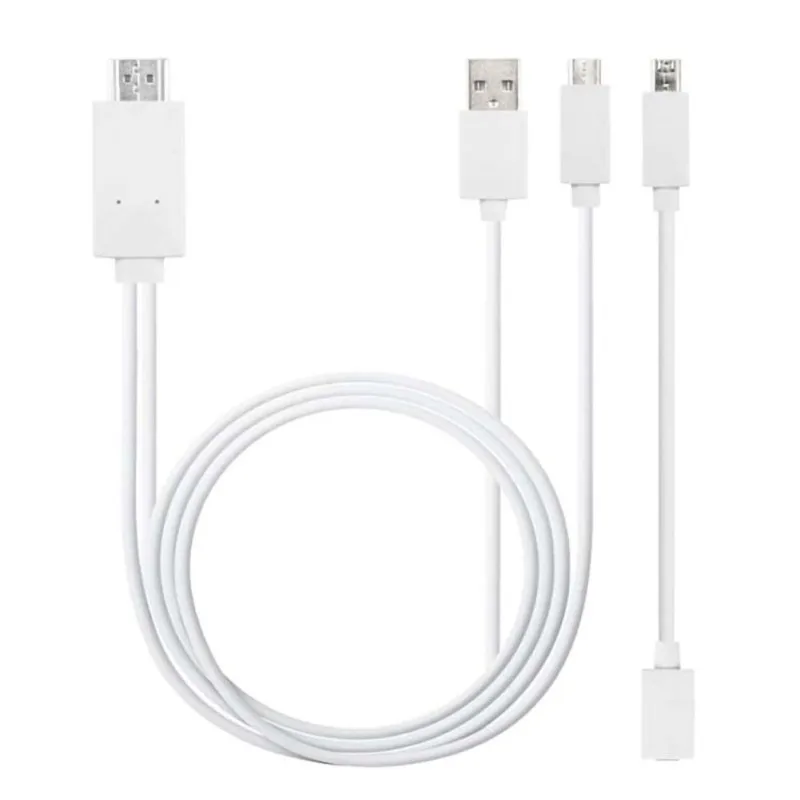 1,8 м Micro USB MHL к HDMI кабель 5 Pin& 11 Pin HD ТВ кабели адаптер для SamSung HuaWei Xiaomi htc - Цвет: Белый