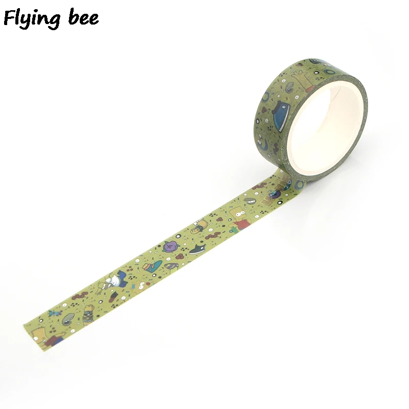 Flyingbee 15mmX5m Бумага васи лента мультфильм милый забавный клейкая дети DIY