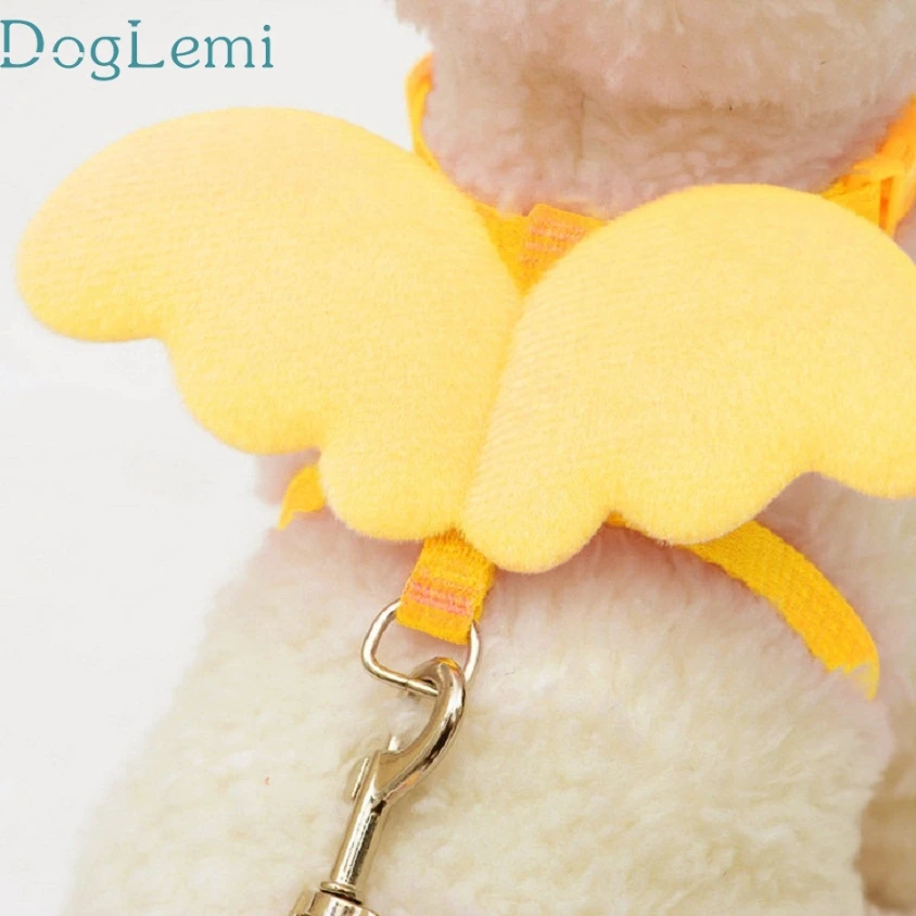 

MA 21 Mosunx Business Fast Shipping Pet Cute Angel Pet Dog Leads and Collars Set Puppy Leads for Small Pet Designer Wing Adjust