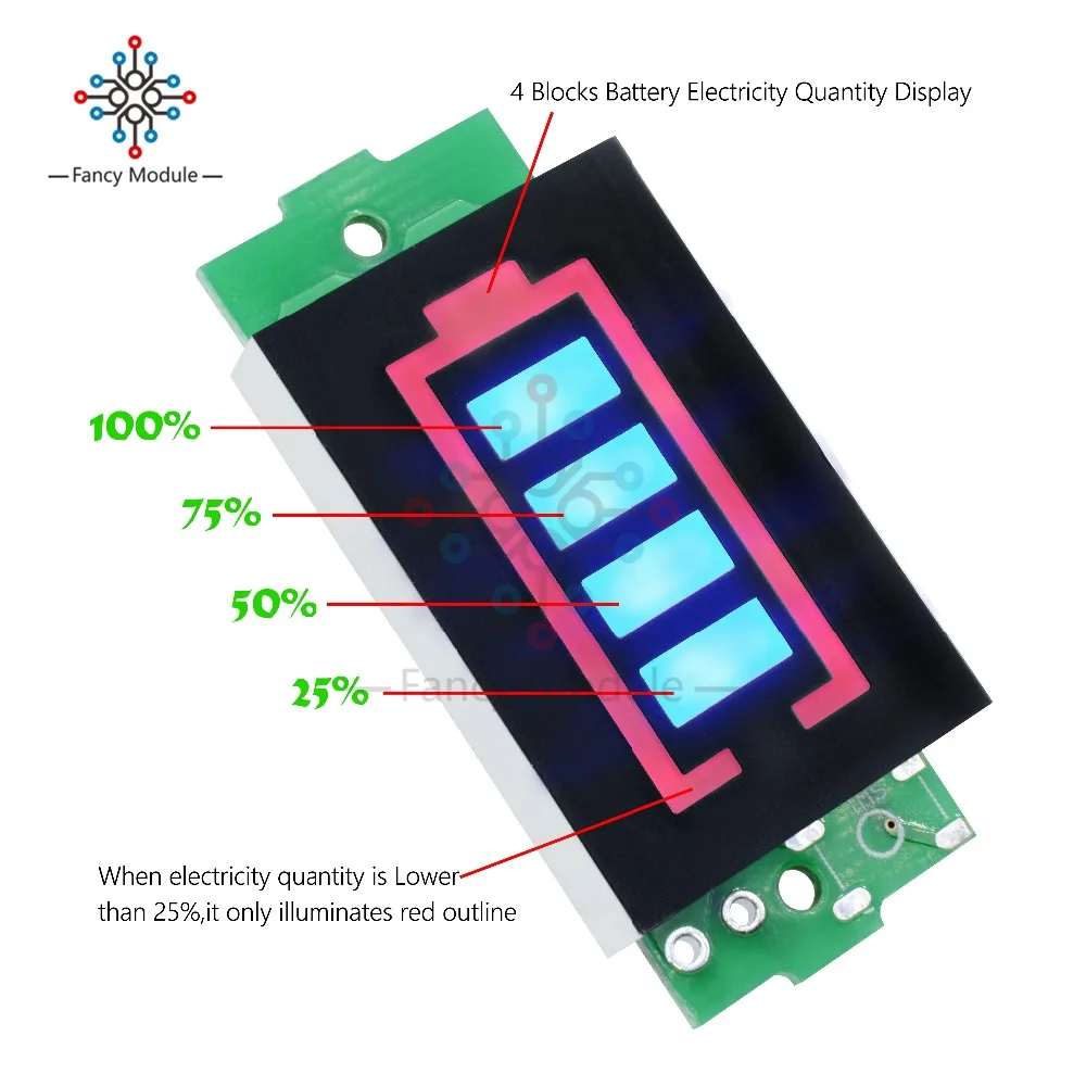 

3S 3 Series Lithium Battery Capacity Indicator Module 12.6V Blue Display Electric Vehicle Battery Power Tester Li-po Li-ion