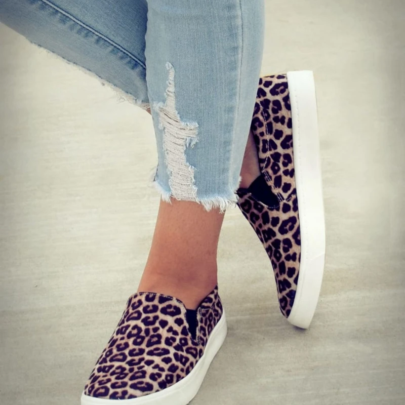 

MoneRffi Women Leopard Women Shoes Platform Loafers Fashion Female Sneakers Slip On Summer Breathable Sneakers Casual Flats Shoe