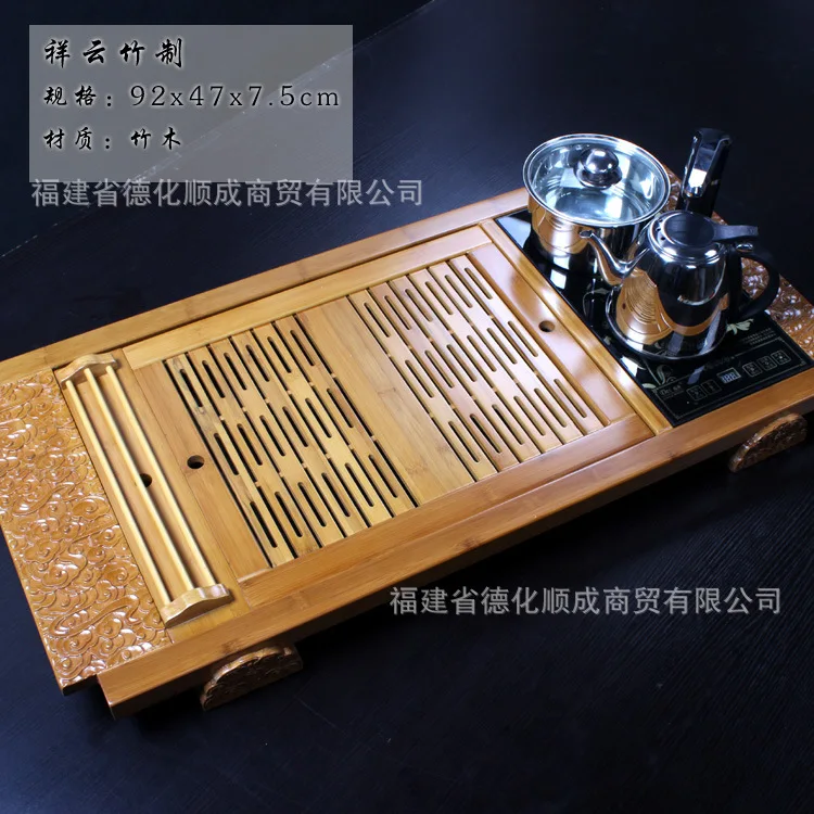 Factory direct tea four in one tea set four a bamboo bamboo tray auspicious clouds