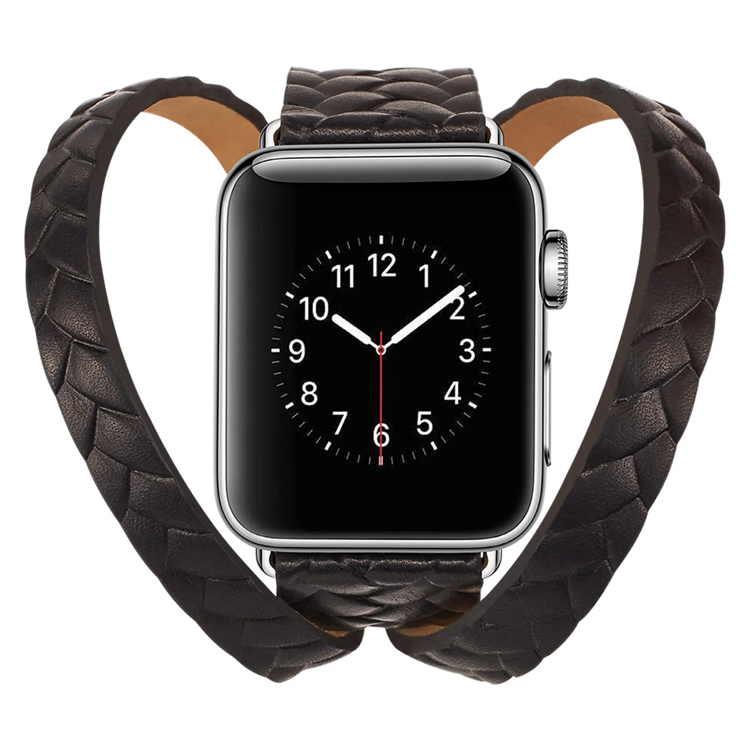KLFS рельефный ремешок для Apple Watch ремешок кожаный ремешок с двойным кожаным ремешком 38 42 40 44 мм