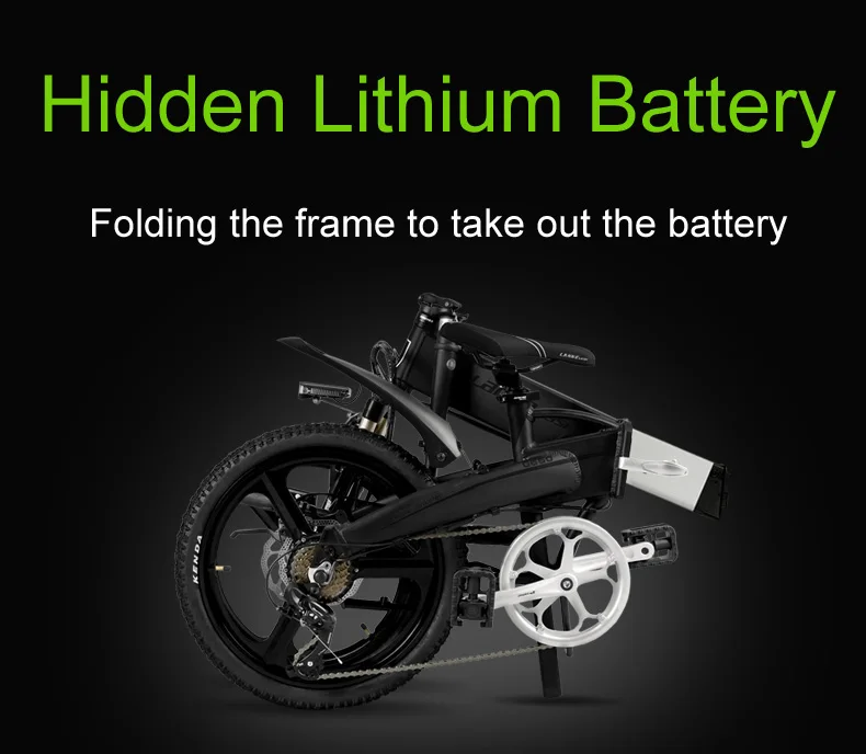 Flash Deal 20 Inches Folding Bicycle, Integrated Magnesium Alloy Rim, Folding Electric Mountain Bike, 5 Grade Assist, Suspension Fork 7