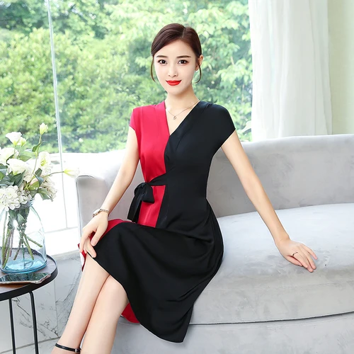 Large Big Size Midi Dress Ukraine Stitching Contrast Summer Dress Vestido De Festa Robes Femme Stylish Women's Dresses Vestidos