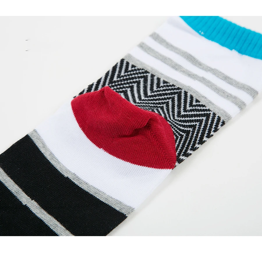 Organic Cotton Five Finger Short Socks Bright Color Stripe Street Fashion Young Casual Harajuku Happy Funny Socks With Toes