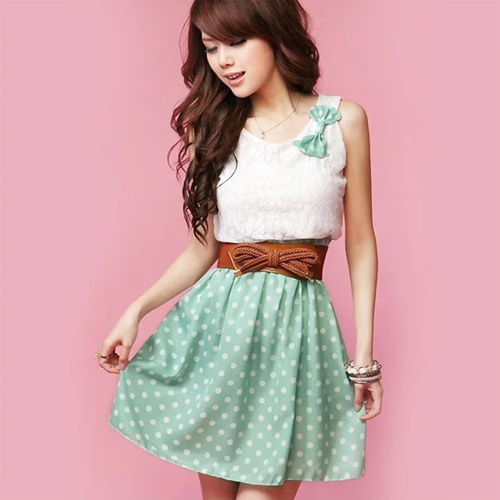 Wholesale FANALA Women Dress Summer 2017 Sweet Lace Chiffon Polka Dot Lovely Sundress O Neck Sleeveless Mini Dress Vestidos With Belt Buy Cheap FANALA Women Dress Summer 2017 Sweet Lace Chiffon Polka Dot Lovely Sundress O Neck Sleeveless Mini Dress Vestidos With Belt