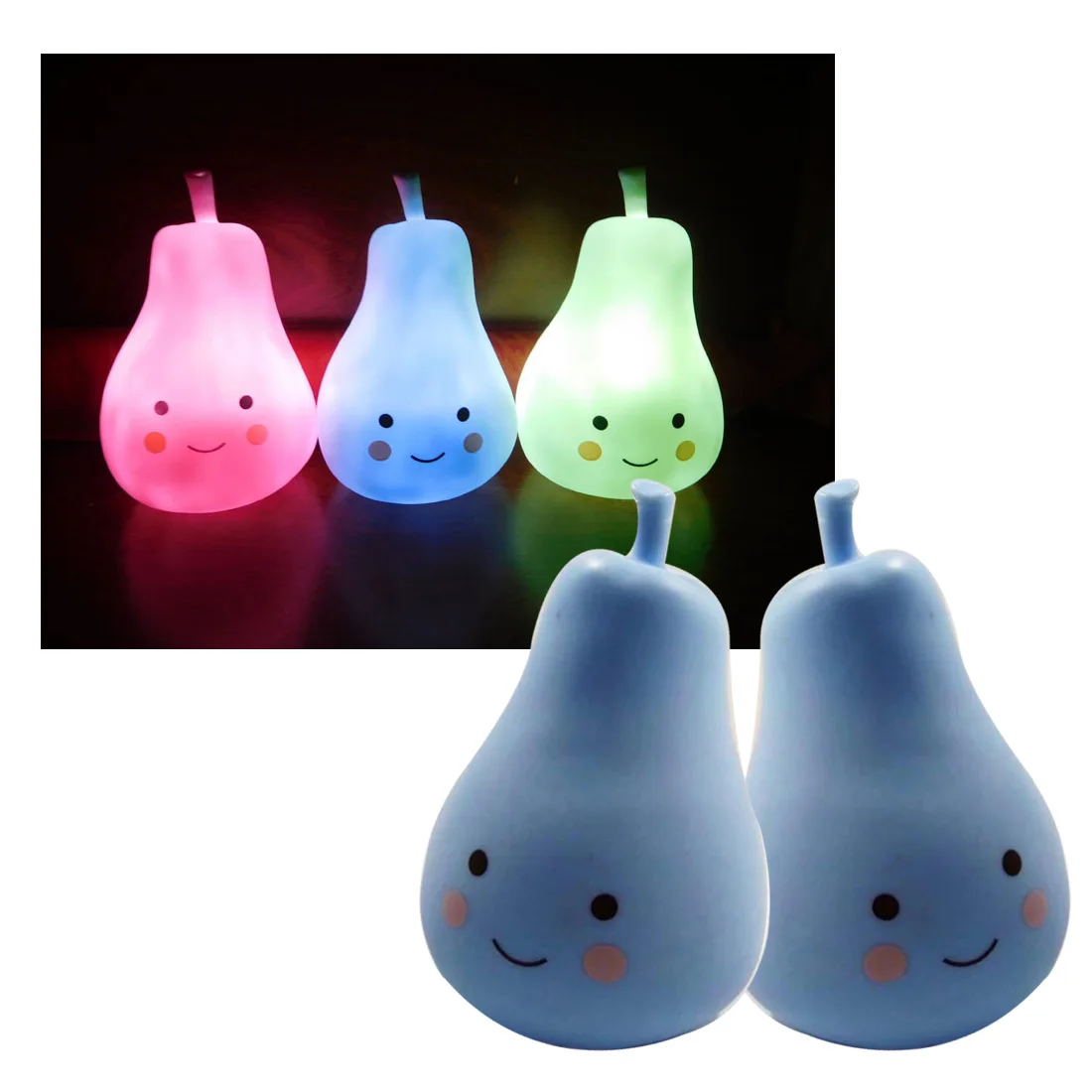 

1pcs Candy Color Pear Shape Light Children Silicone Light-Up Toys Kid Room Decorated Pear Night Light Lamp