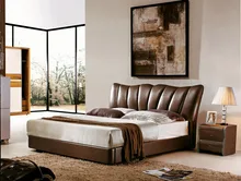 storage ottoman contemporary genuine leather bed modern bedroom furniture made in China