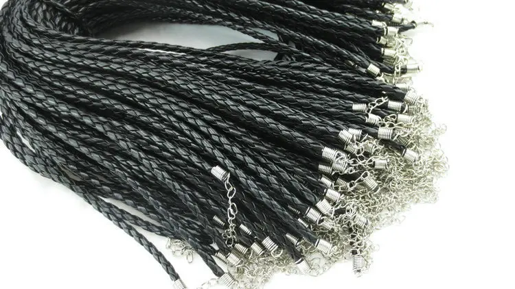 20 unids negro trenzado de cuero de la PU collar weave cadena complementos joyas cuerda accesorios joyas collares piezas 20 unids negro trenzado de cuero de la PU collar weave cadena complementos joyas cuerda accesorios joyas collares piezas