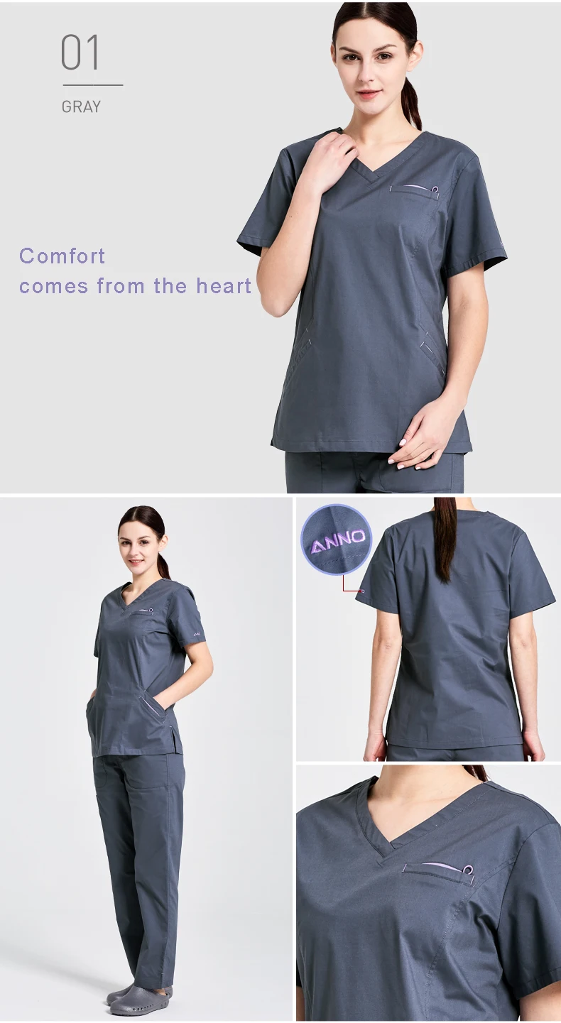 ANNO хлопковый медицинский набор, хирургическая униформа медсестры для женщин, медицинская одежда, рубашка, брюки, салон красоты, Wok, одежда для кормления