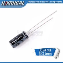 50 шт Высокое качество 35V47UF 5*11 мм, 47(Европа) мкФ 35V 5*11 электролитический конденсатор с алюминиевой крышкой, hjxrhgal