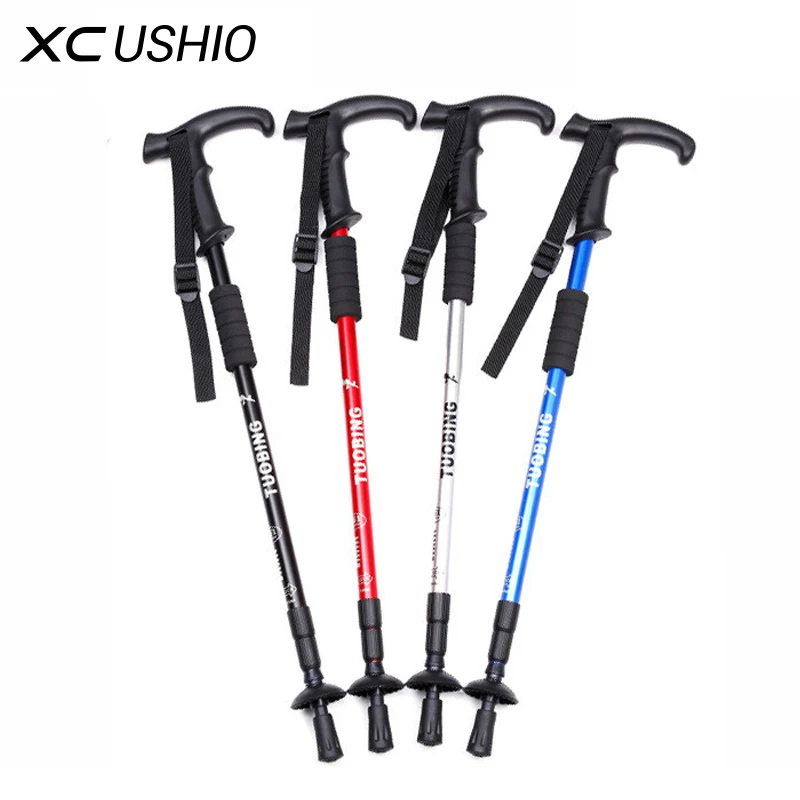 3 section telescopic alpenstock walking stick Aluminium lightweight