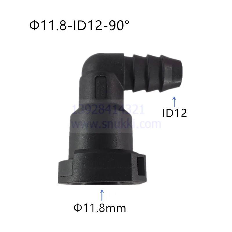 11.8mm ID12 90 degree SAE 10 plastic auto fuel line quick connector