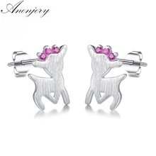 Anenjery простые 925 пробы серебряные рождественские ювелирные изделия серьги с оленями для женщин подарок для девочек S-E487