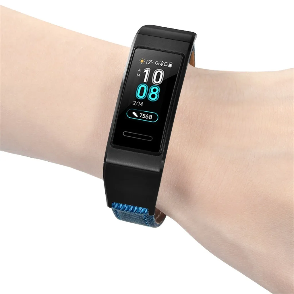 Смарт часы синий джинсовый браслет металлический корпус ремешок для Huawei Band 3/3 Pro