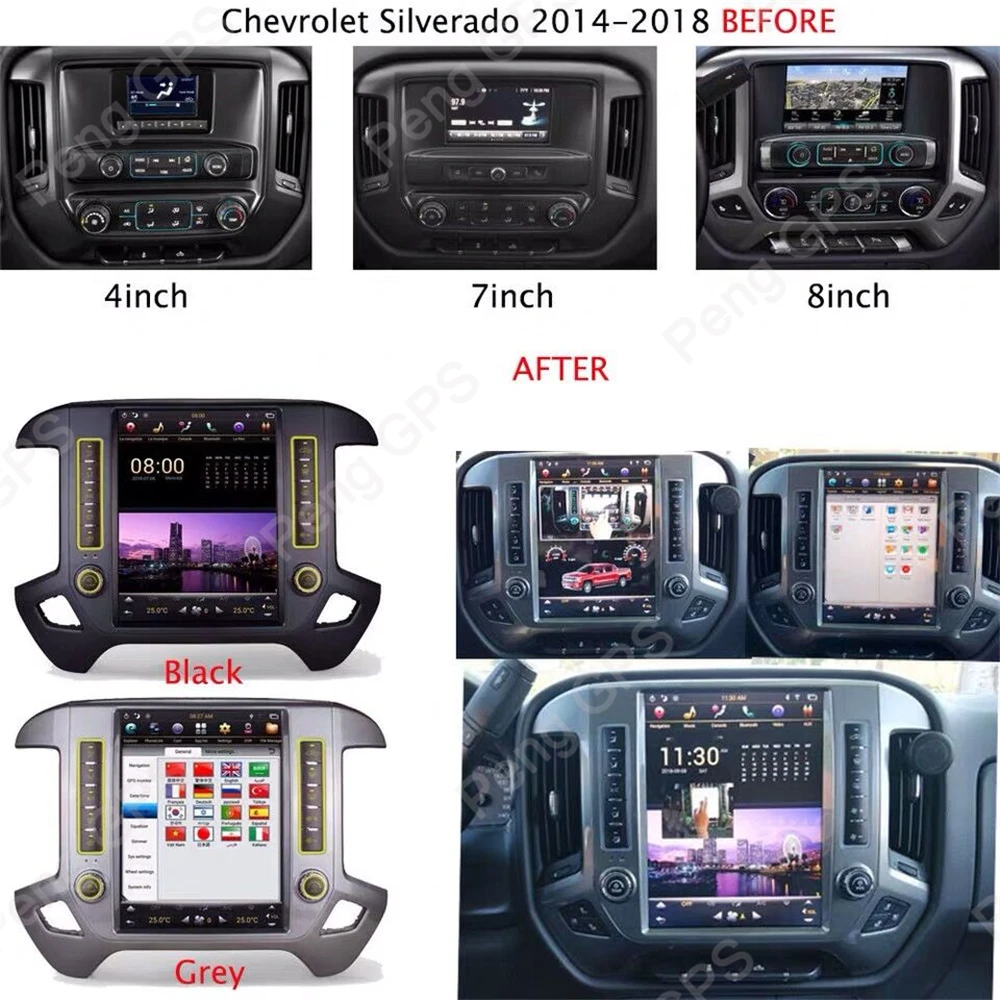 Best Tesla Vertical Screen Car GPS Navigation for Chevrolet Silverado for GMC Sierra 12.1" Android 7.1 DVD Player Multimedia Headunit 1