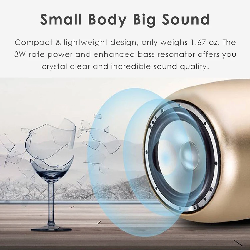 Aimitek Mini Wireless Speaker Small Pocket Size gold-11