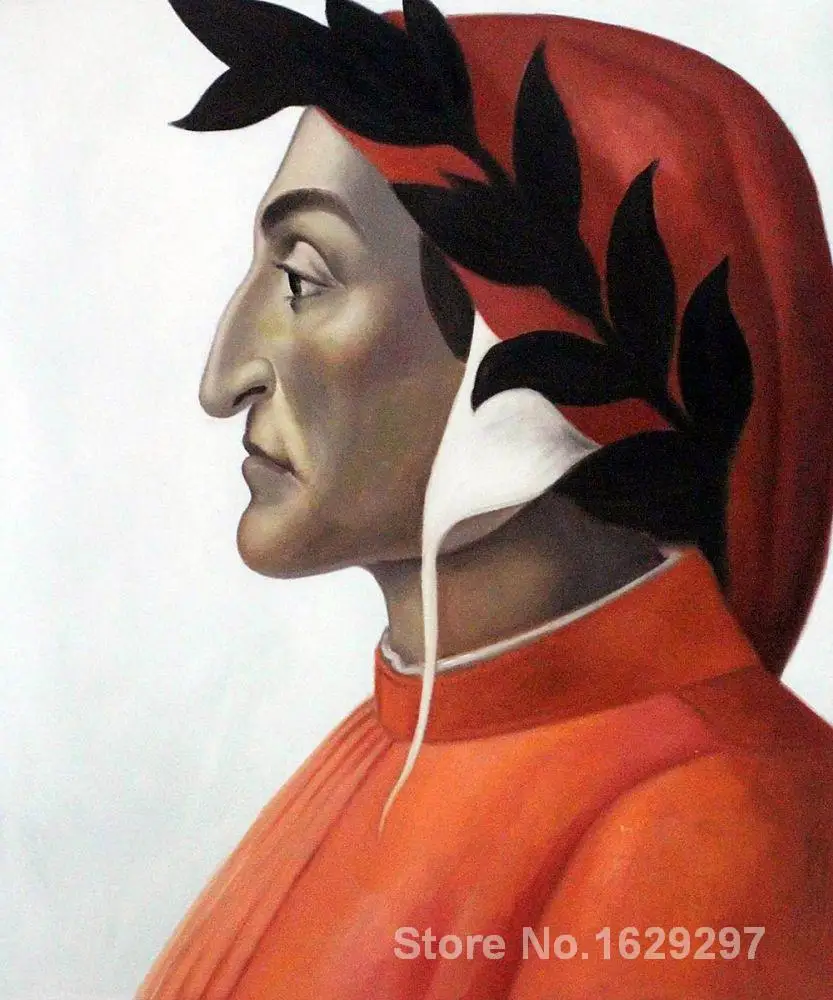 

Portrait art abstract PORTRAIT OF DANTE by Sandro Botticelli High quality Handmade