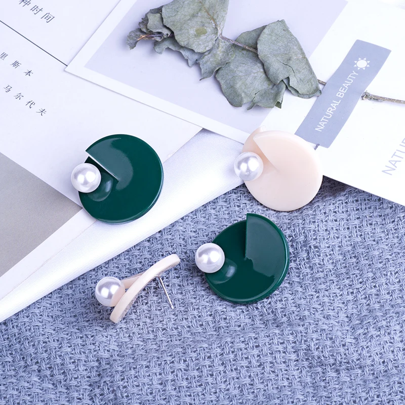 Guanlong Classic Fashion Resin Earring For Women Big Round Geometric Imitation Pearl Acrylic Drop Earring Elegant Gifts Jewelry (2)