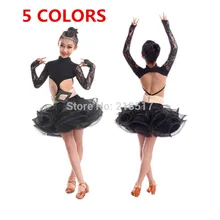 Новинка; 5 цветов Для детей выступление на сцене конкурс Бальные Латинский танцевальный костюм платье для танцев для девочек