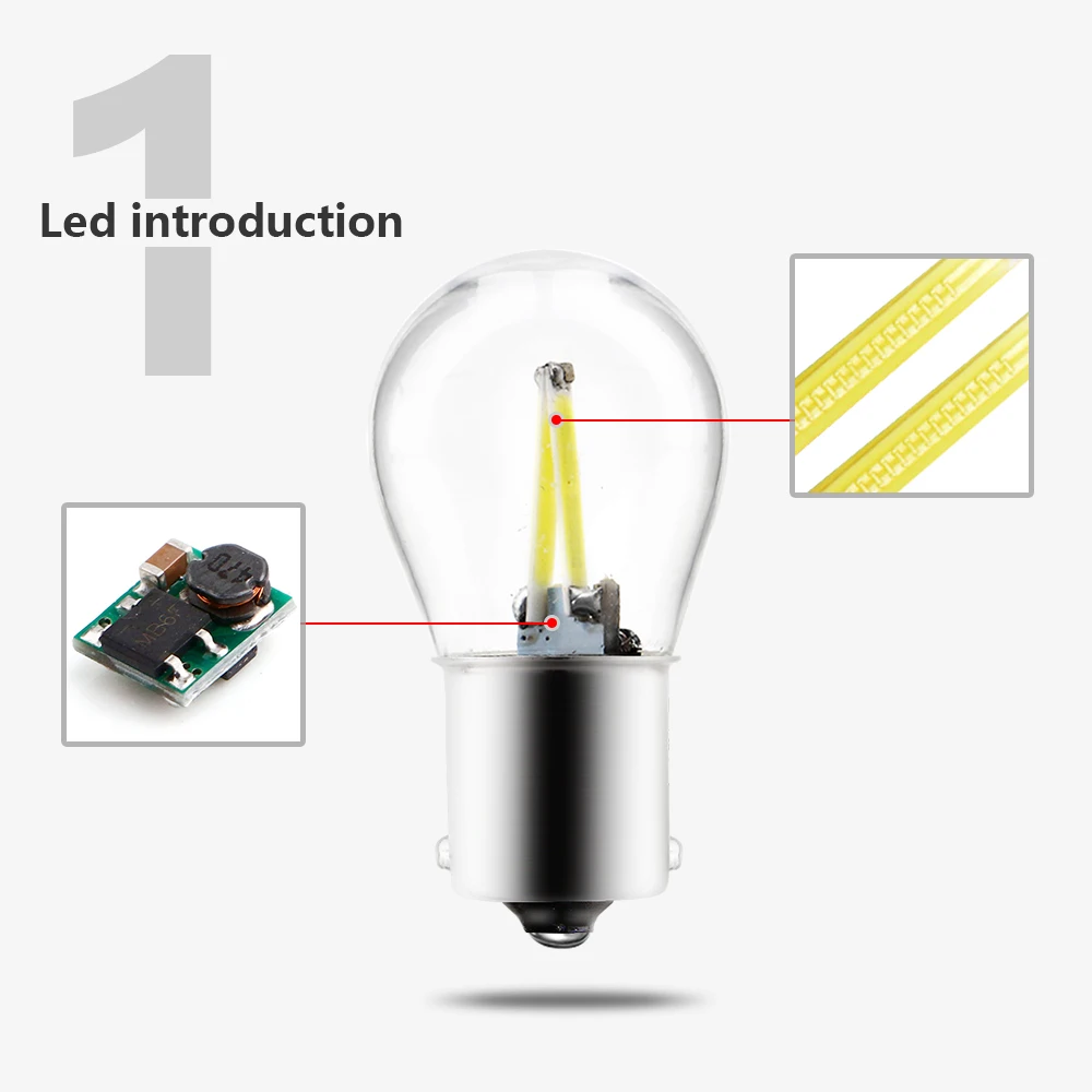 2 шт. 10 стробоскоп BA15S BAU15S 1157 стеклянные лампы COB 48 SMD DC 12V мигающий Автомобильный