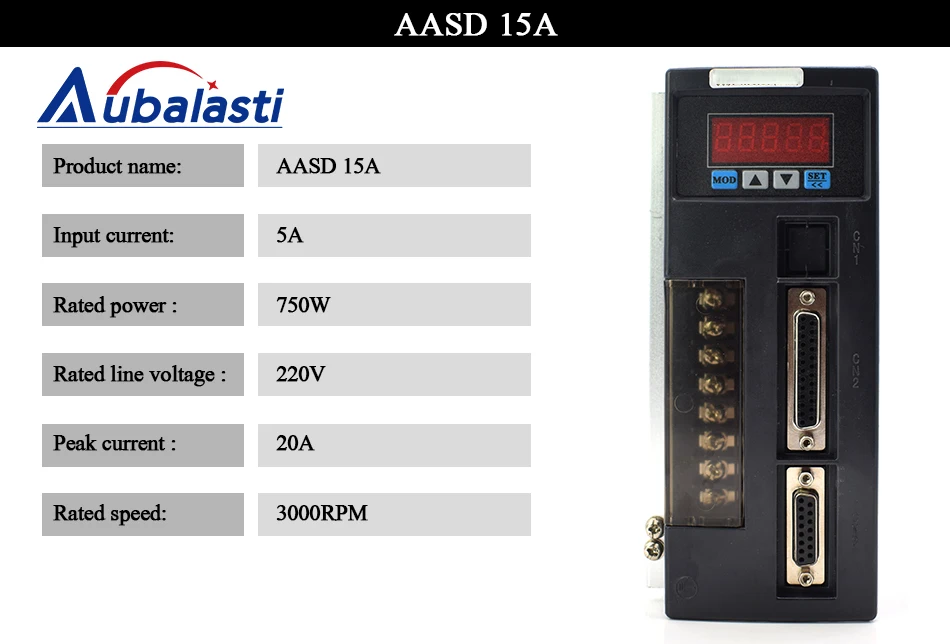 Aubalasti 400 Вт серводвигатель переменного тока комплекты 3000 Н. М об/мин 60ST-M01330 двигатель переменного тока Соответствует Серводвигатель AASD 15A фрезерный станок с ЧПУ