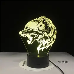 Fierce волки 3D головы светодиодный настольная лампа USB творческие детские ночник крепление прикроватных светильников Украшения в спальню