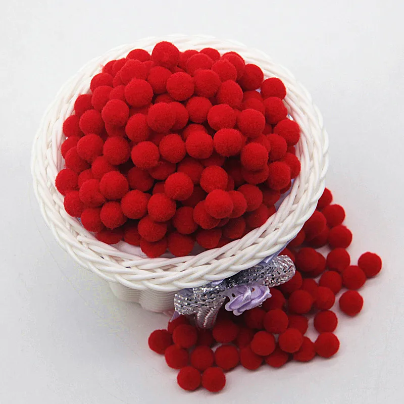 Red Pompom 8mm 10mm 15mm 20mm 30mm Pom Poms Ponpon Crafts Supplies DIY Kids Toy Garment Sewing Home Wedding Decorations 20g