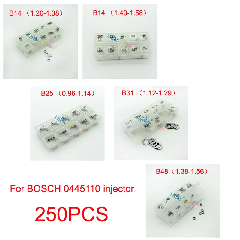 Высокая точность регулировки прокладки B14 B25 B31 B48 Common Rail прокладка форсунки дизельная Шайба форсунки ремонтные инструменты для BOSCH 0445110 - Цвет: Whole set 250pcs